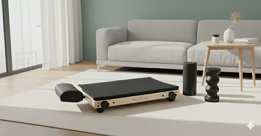 Movelio Bed Roller with both the I-Roller and S-Roller displayed in a modern living room setting.