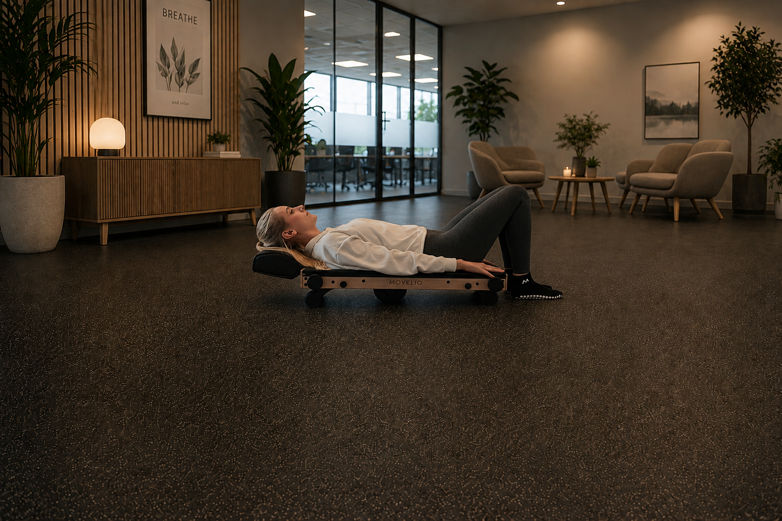 Movelio Bed Roller Professional i användning på ett kontor