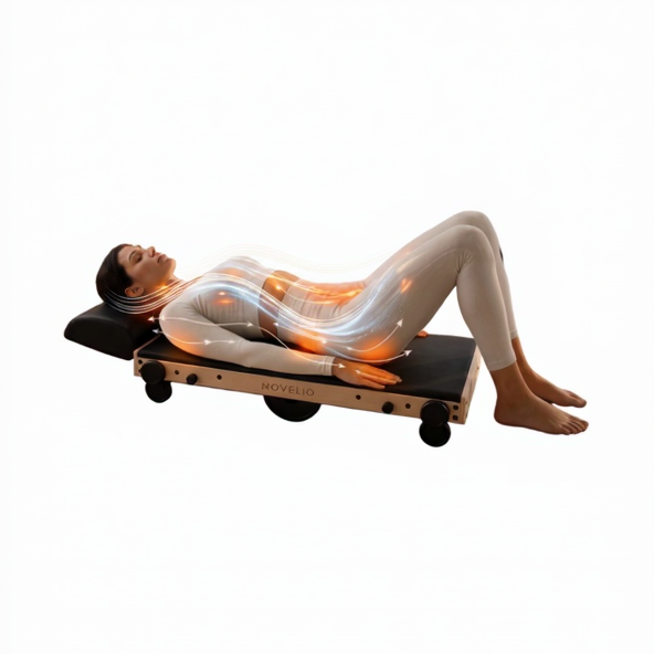 Woman using Movelio Bed Roller in a calm shared environment